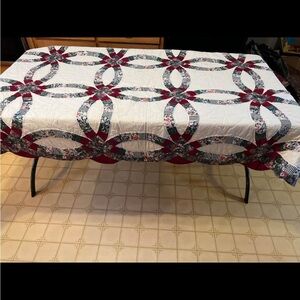 Striking Red and White Floral Quilt